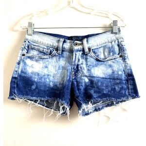 Lucky Brand Denim Blue Shorts Size 24 Women's Cut-Off Acid Ombré Fringe Festival